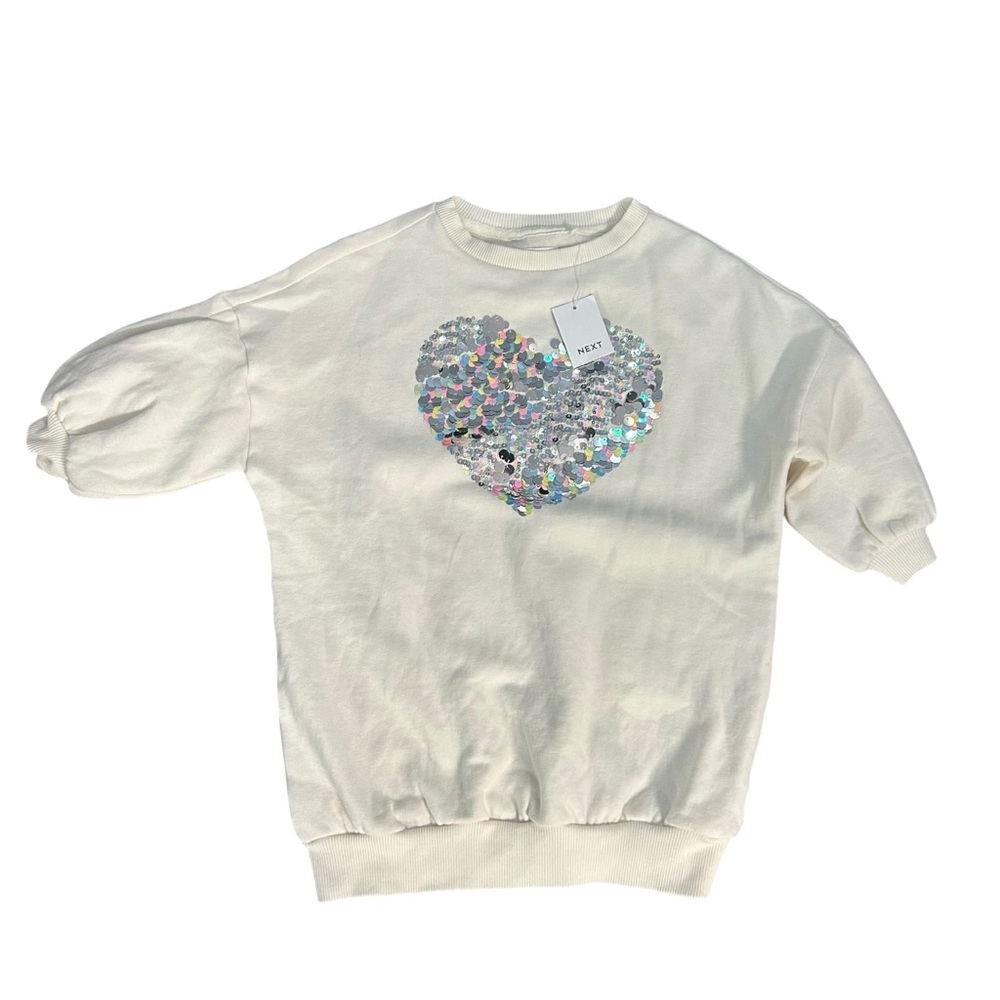 next Cream Sweatshirt with Iridescent Sequin Heart
